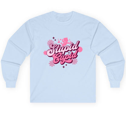 Stupid Cupid anti-Valentine's Day Long Sleeve Tee Light Blue product mockup