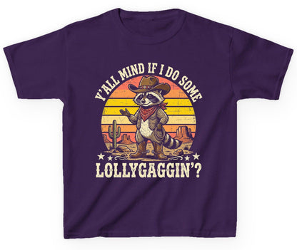 Y'ALL MIND IF I DO SOME Lollygaggin' Youth T-Shirt - product mockup - Purple