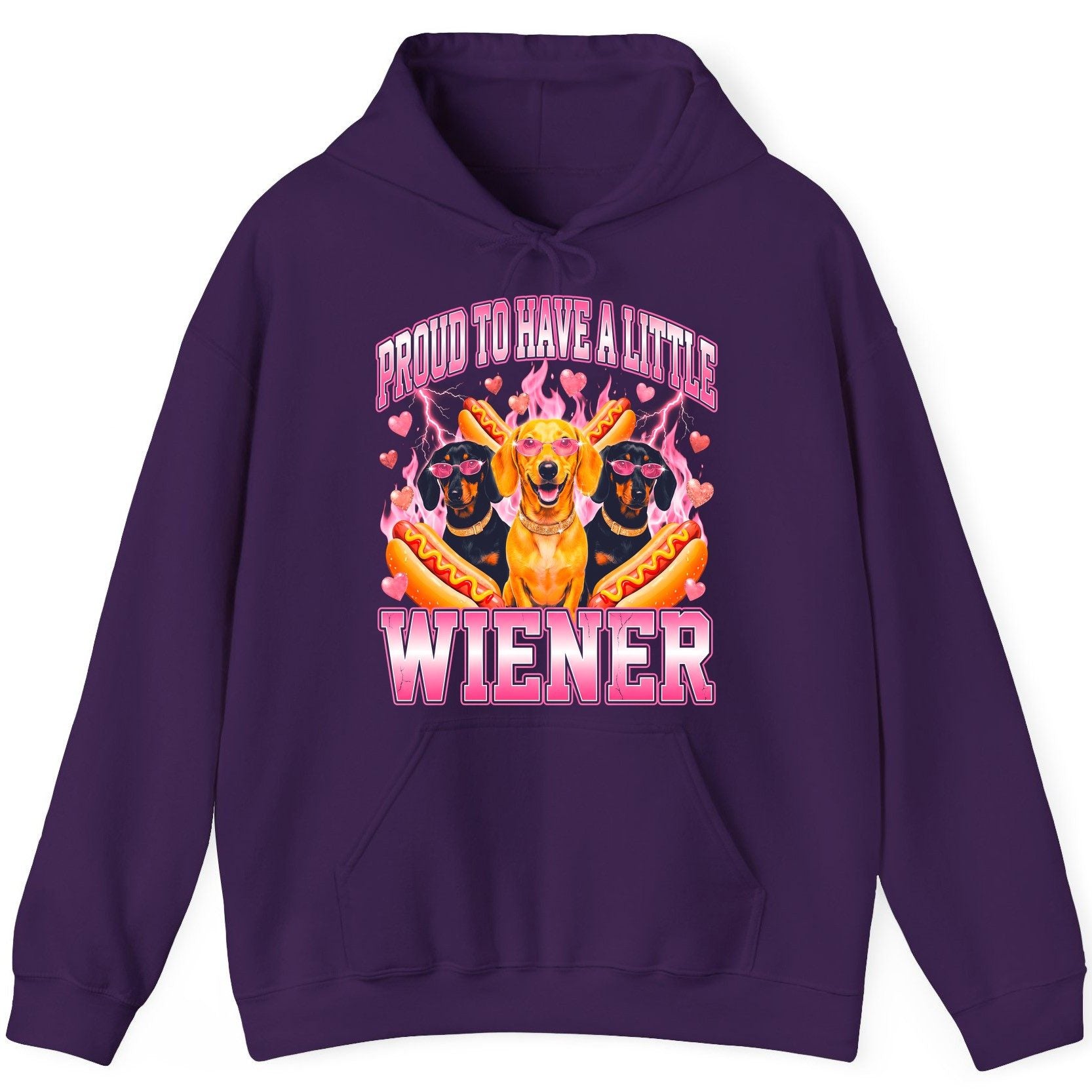 Proud to Have a Little Wiener dachshund Hoodie Purple product mockup