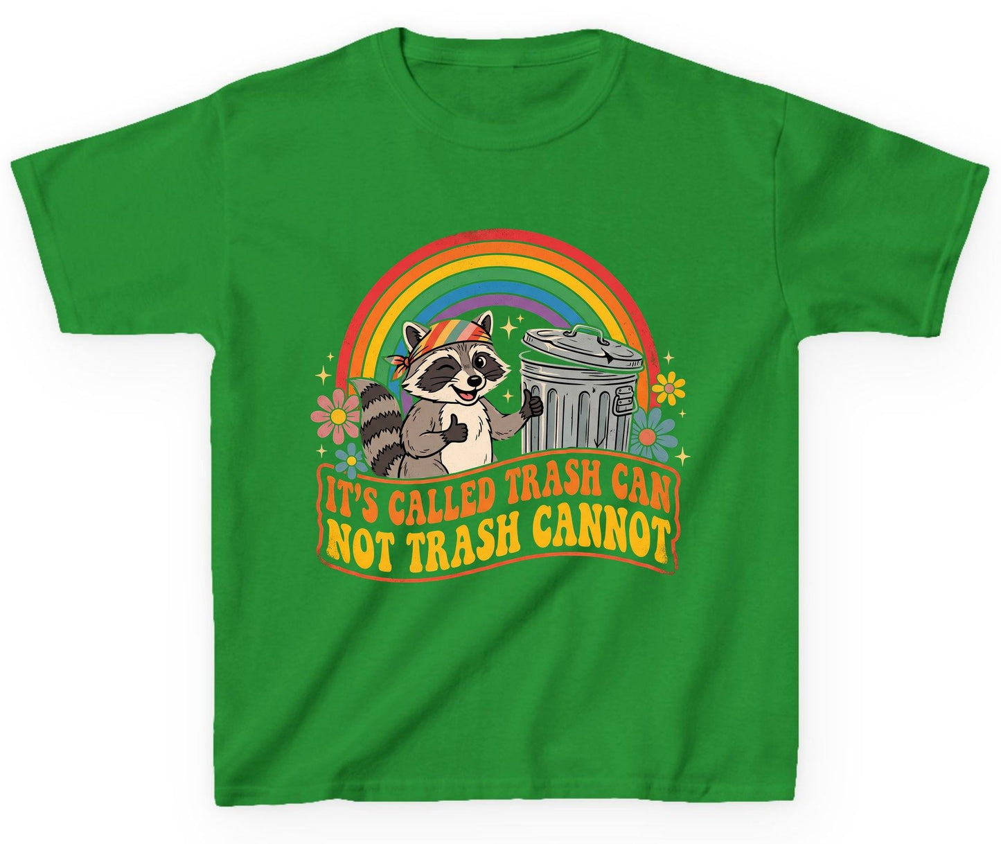 It's Called Trash Can Not Trash Cannot raccoon Youth T-Shirt Irish Green product mockup