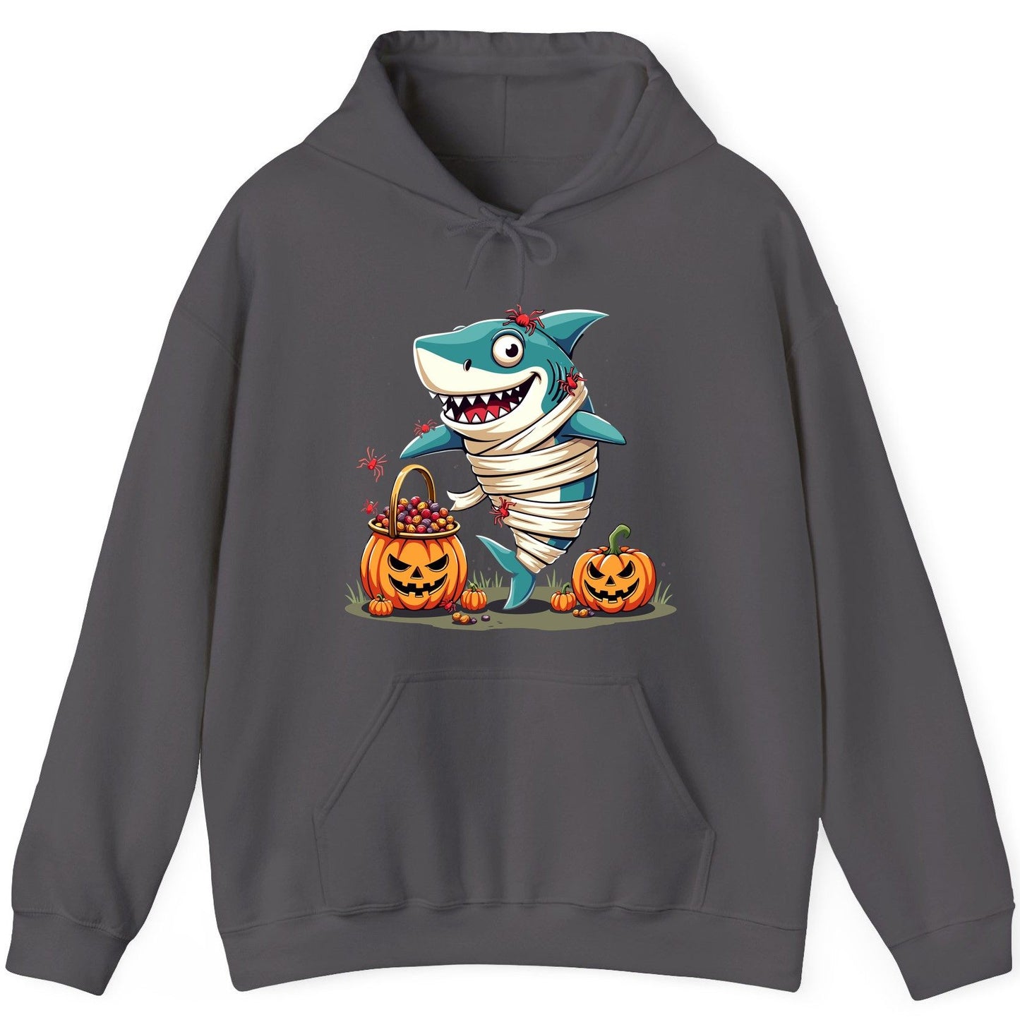 Mummy Shark Halloween shark Hoodie Charcoal product mockup
