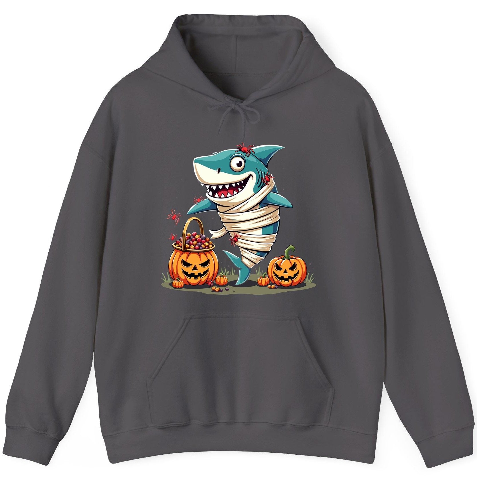 Mummy Shark Halloween shark Hoodie Charcoal product mockup