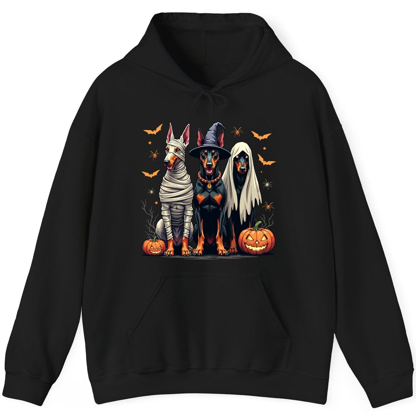 Halloween Doberman Trio doberman pinscher Hoodie Black product mockup