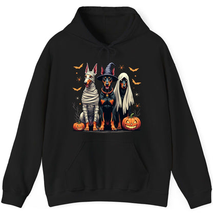Halloween Doberman Trio doberman pinscher Hoodie Black product mockup