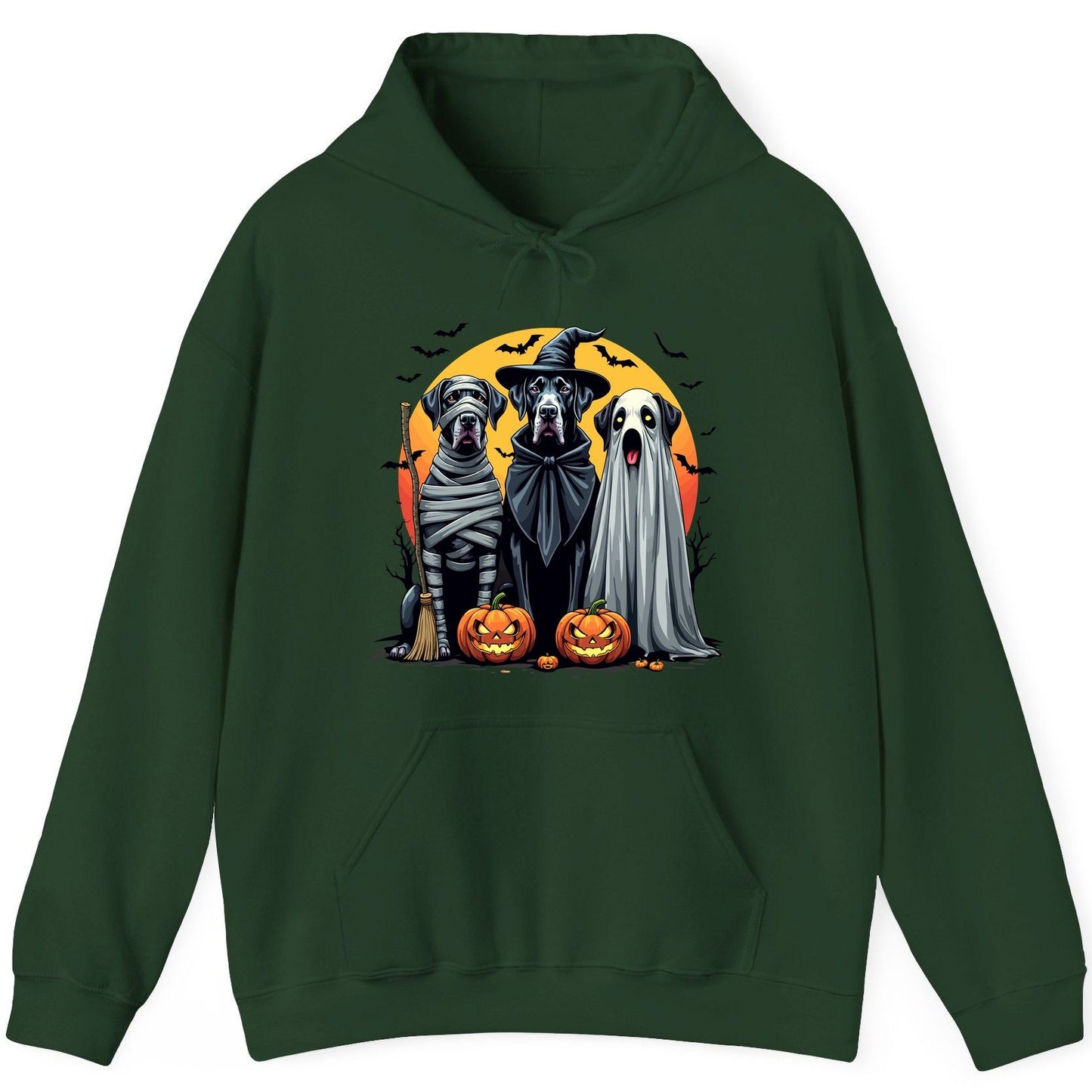 Halloween Dogs in Costumes Halloween dogs Hoodie Forest Green product mockup