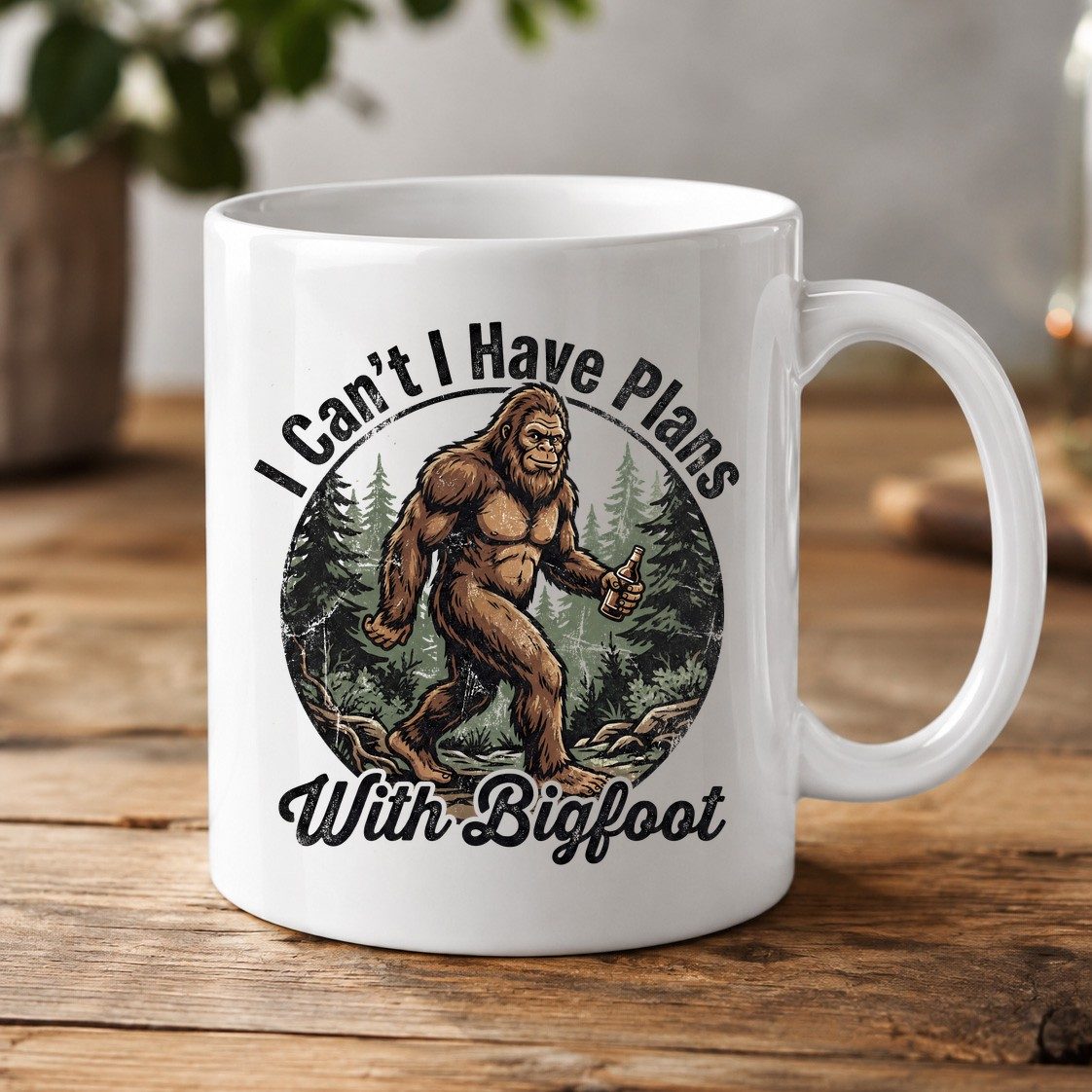 I Can't I Have Plans with Bigfoot bigfoot White Mug White product mockup
