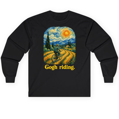 Gogh Riding van gogh parody Long Sleeve Tee Black product mockup