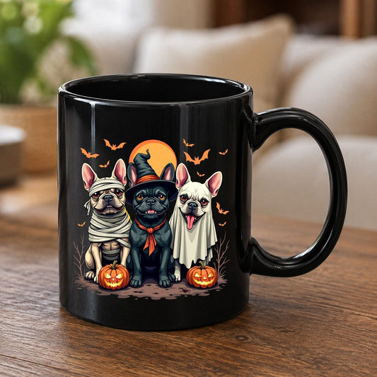Halloween French Bulldogs Costumes french bulldogs Black Mug Black product mockup