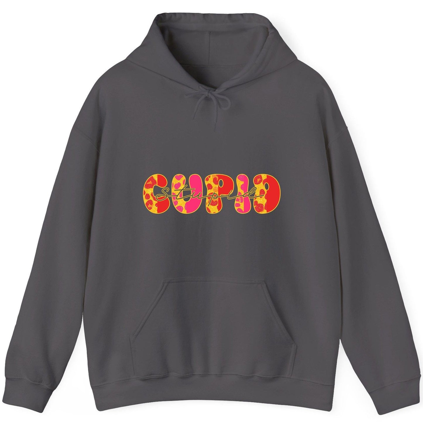 Stupid Cupid anti-Valentine's Day Hoodie Charcoal product mockup