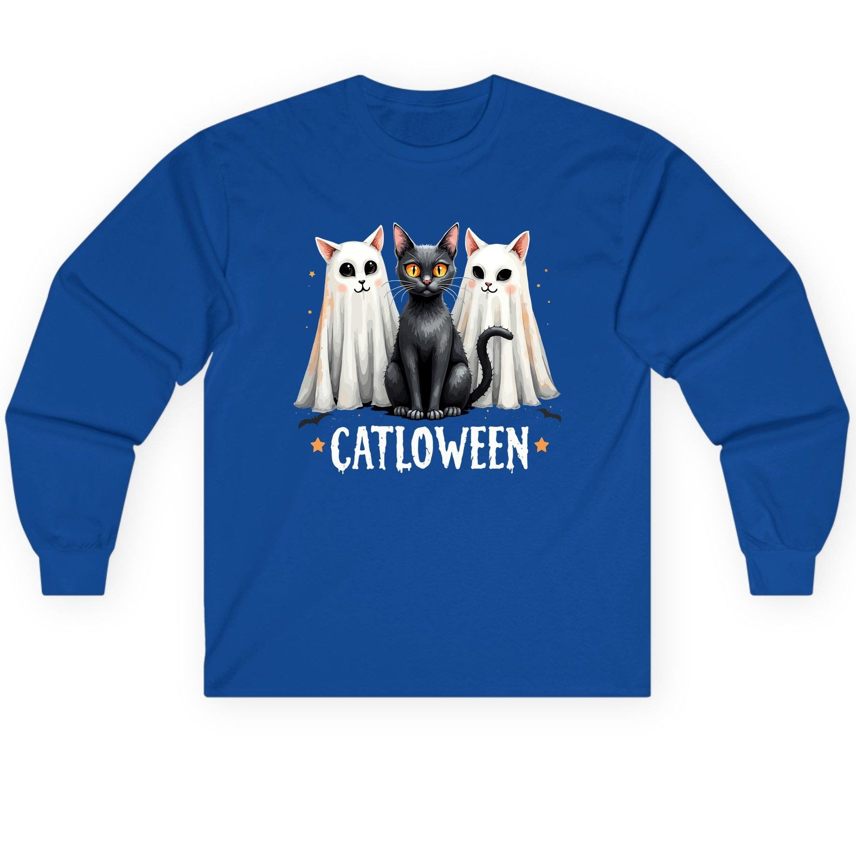 Catloween Halloween cats Long Sleeve Tee Royal product mockup