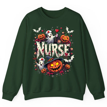 Nurse Halloween nurse Sweatshirt Forest Green product mockup