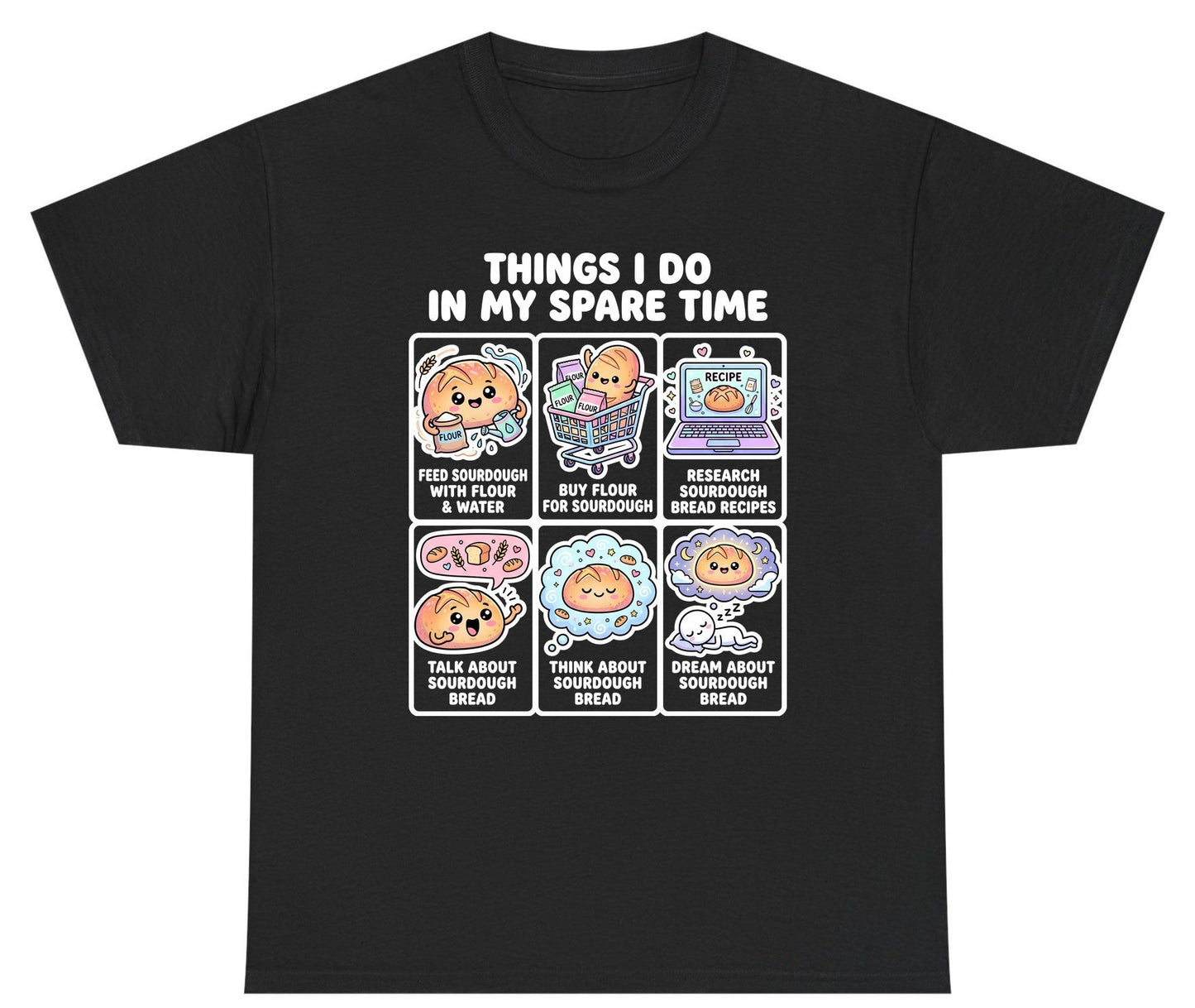Things I Do in My Spare Time sourdough bread baking Youth T-Shirt Black product mockup