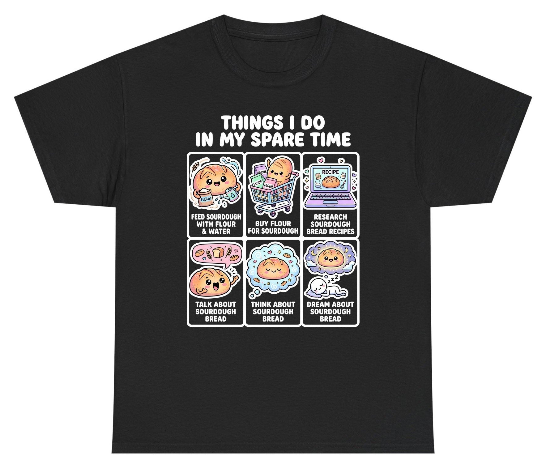 Things I Do in My Spare Time sourdough bread baking Youth T-Shirt Black product mockup