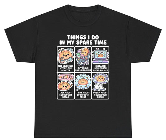 Things I Do in My Spare Time sourdough bread baking Youth T-Shirt Black product mockup