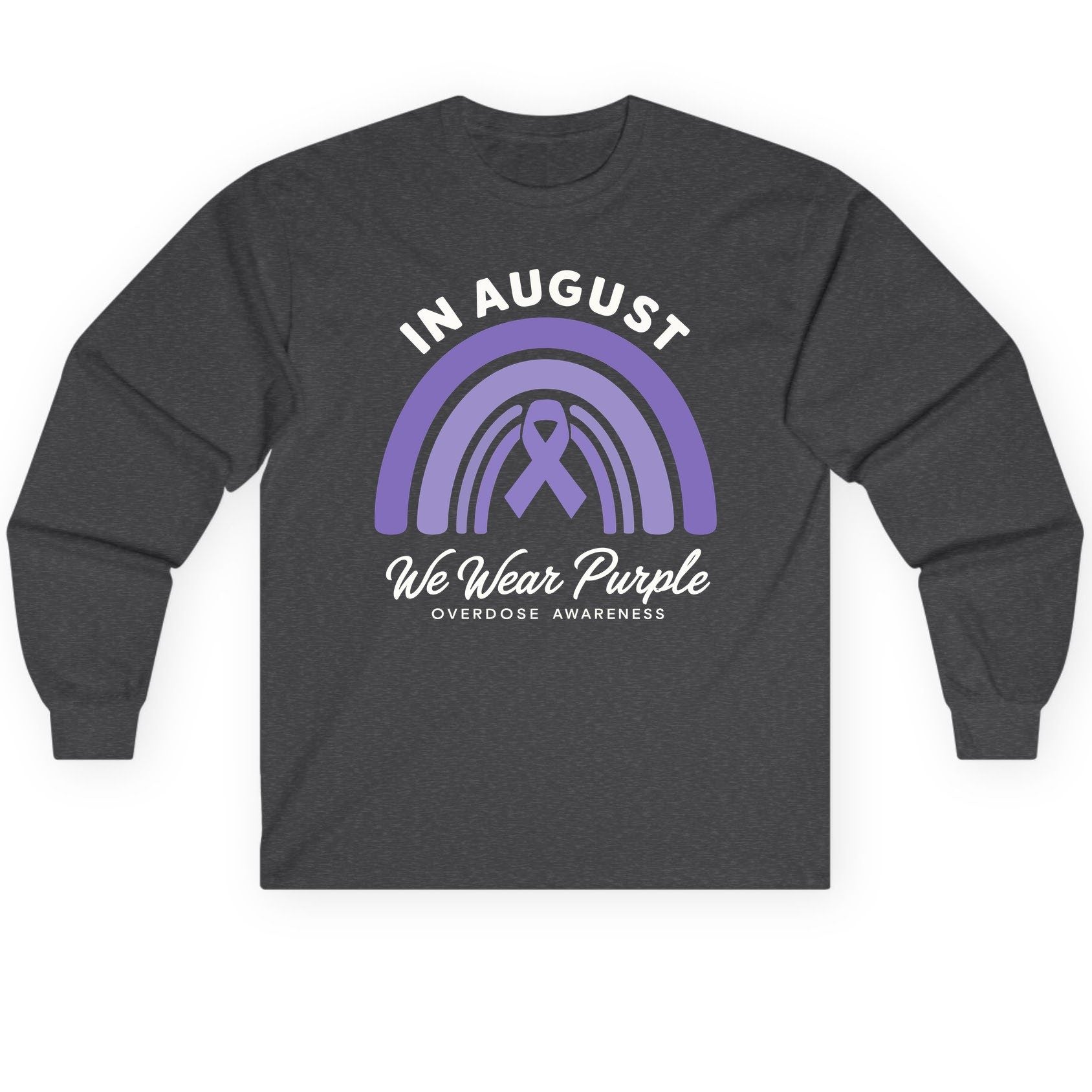 In August We Wear Purple Overdose Awareness overdose awareness Long Sleeve Tee Dark Heather product mockup