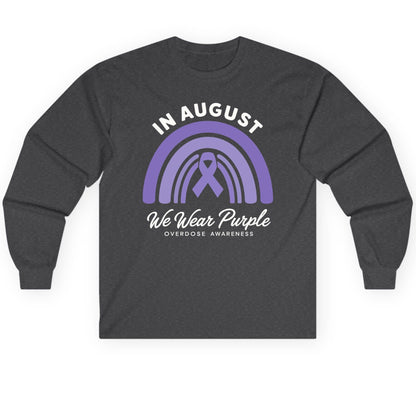 In August We Wear Purple Overdose Awareness overdose awareness Long Sleeve Tee Dark Heather product mockup