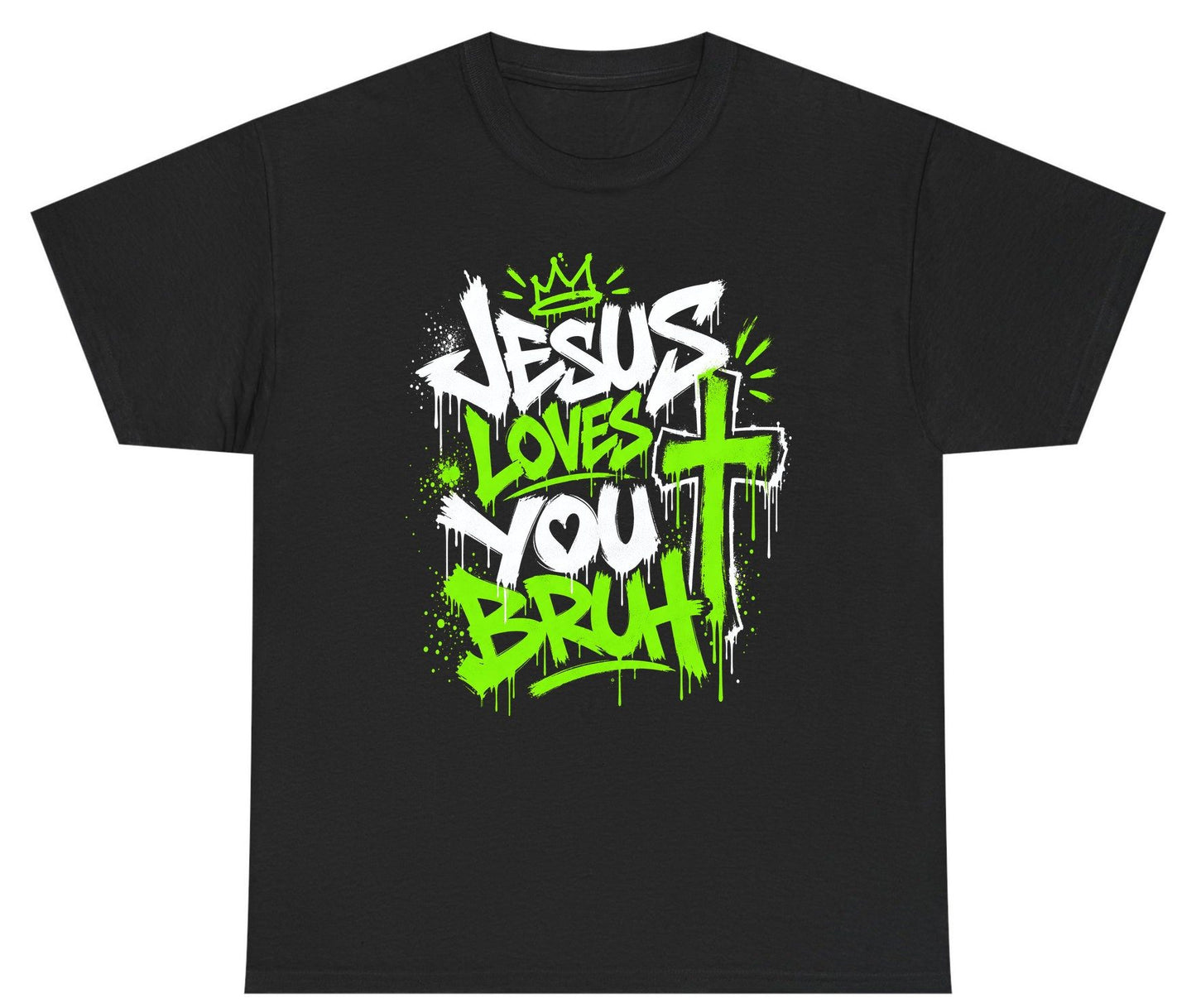 Jesus Loves You Bruh Christian Youth T-Shirt - product mockup - Black