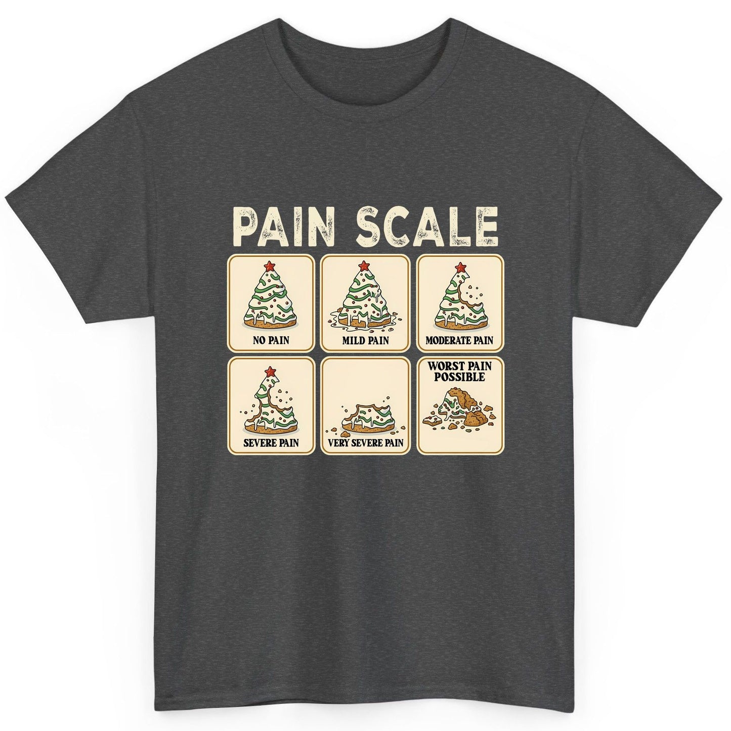 Pain Scale Christmas cookie pain scale T-Shirt Dark Heather product mockup