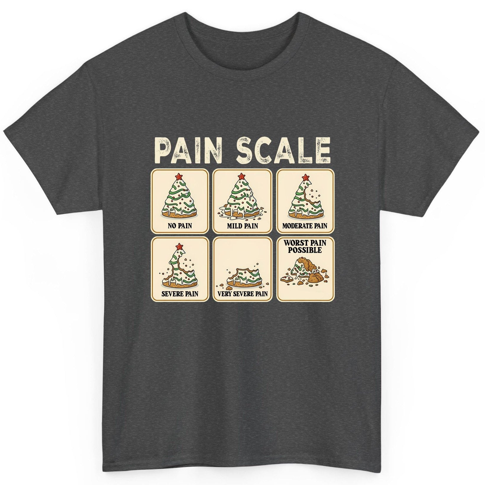 Pain Scale Christmas cookie pain scale T-Shirt Dark Heather product mockup