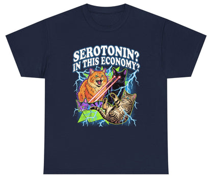 Serotonin in This Economy? cats Youth T-Shirt Navy product mockup