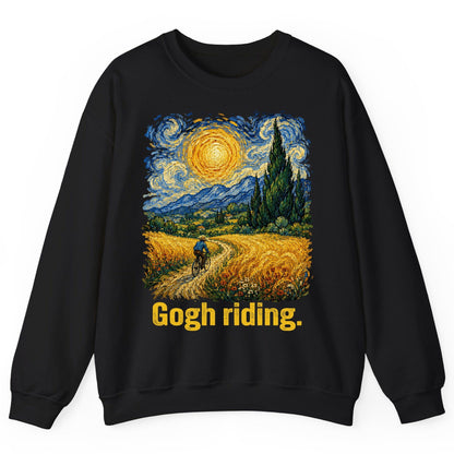 Gogh Riding art parody Sweatshirt Black product mockup