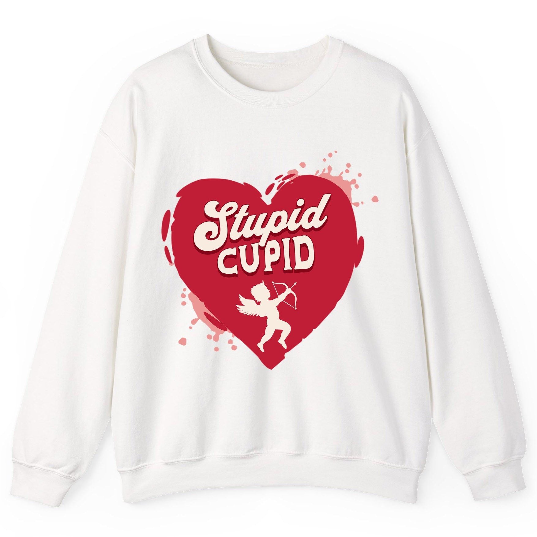 Stupid Cupid anti-Valentine's Day Sweatshirt White product mockup
