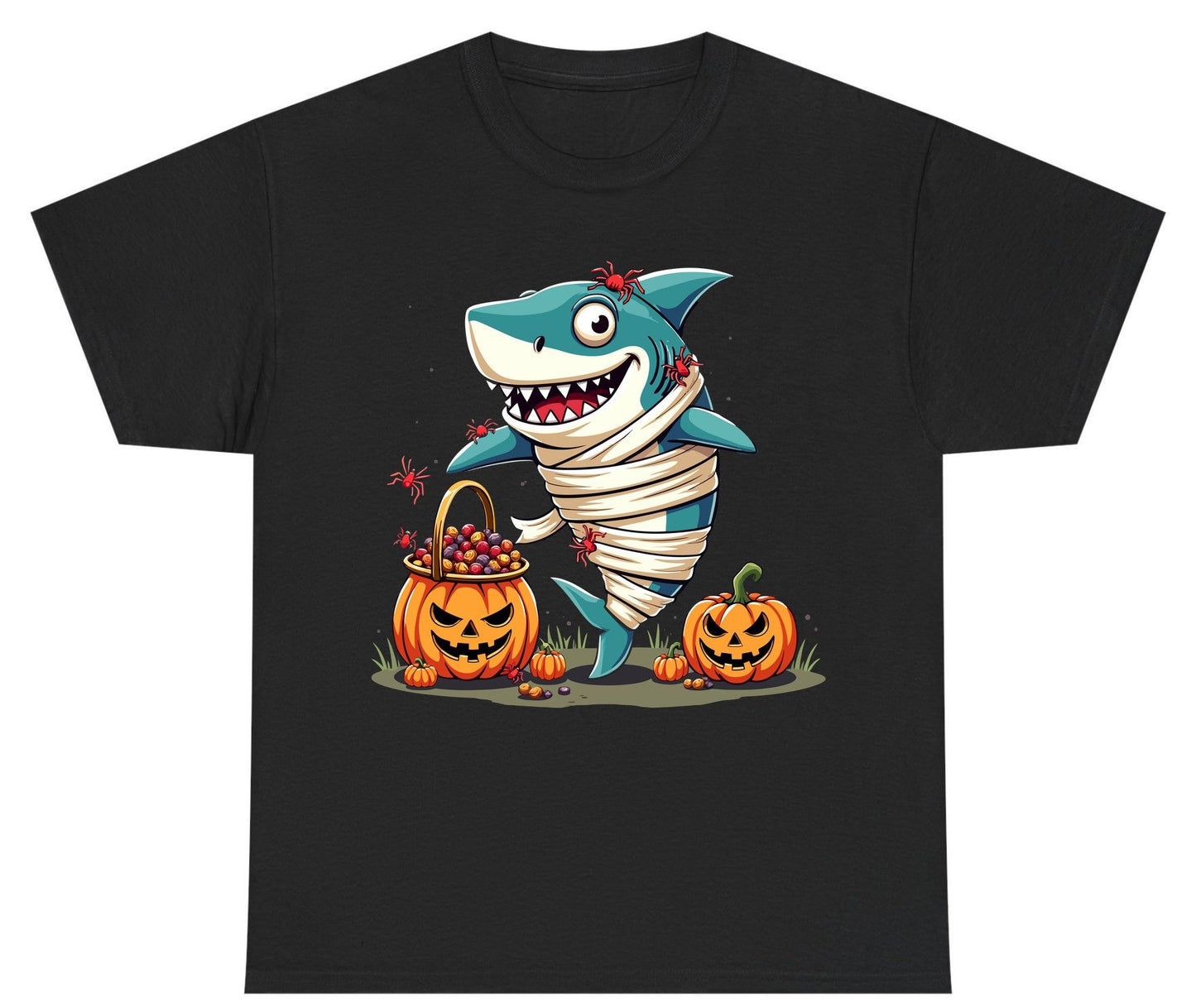 Mummy Shark Halloween shark Youth T-Shirt Black product mockup