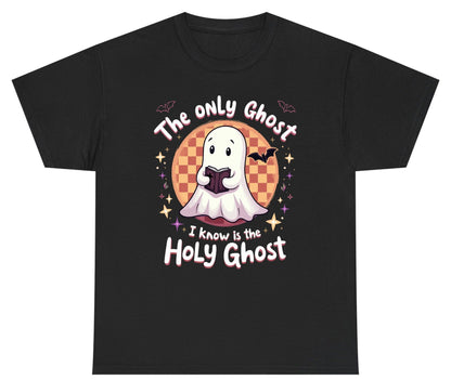 The Only Ghost I Know Is the Holy Ghost christian Halloween Youth T-Shirt Black product mockup