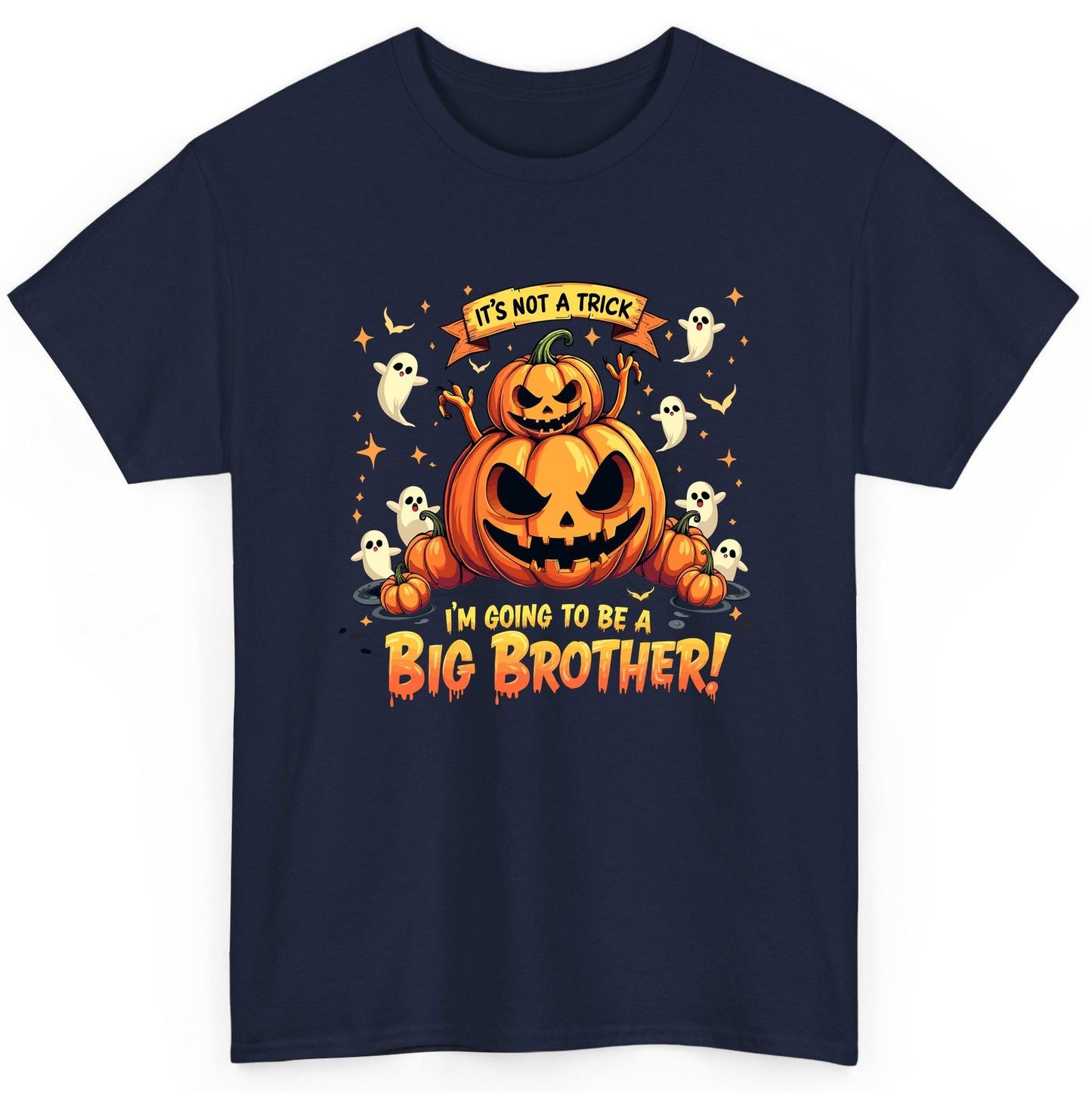 It's Not a Trick I'm Going to Be a Big Brother! Halloween big brother announcement T-Shirt Navy product mockup