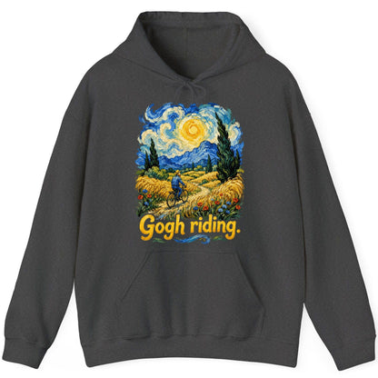 Gogh Riding van gogh art parody Hoodie Dark Heather product mockup