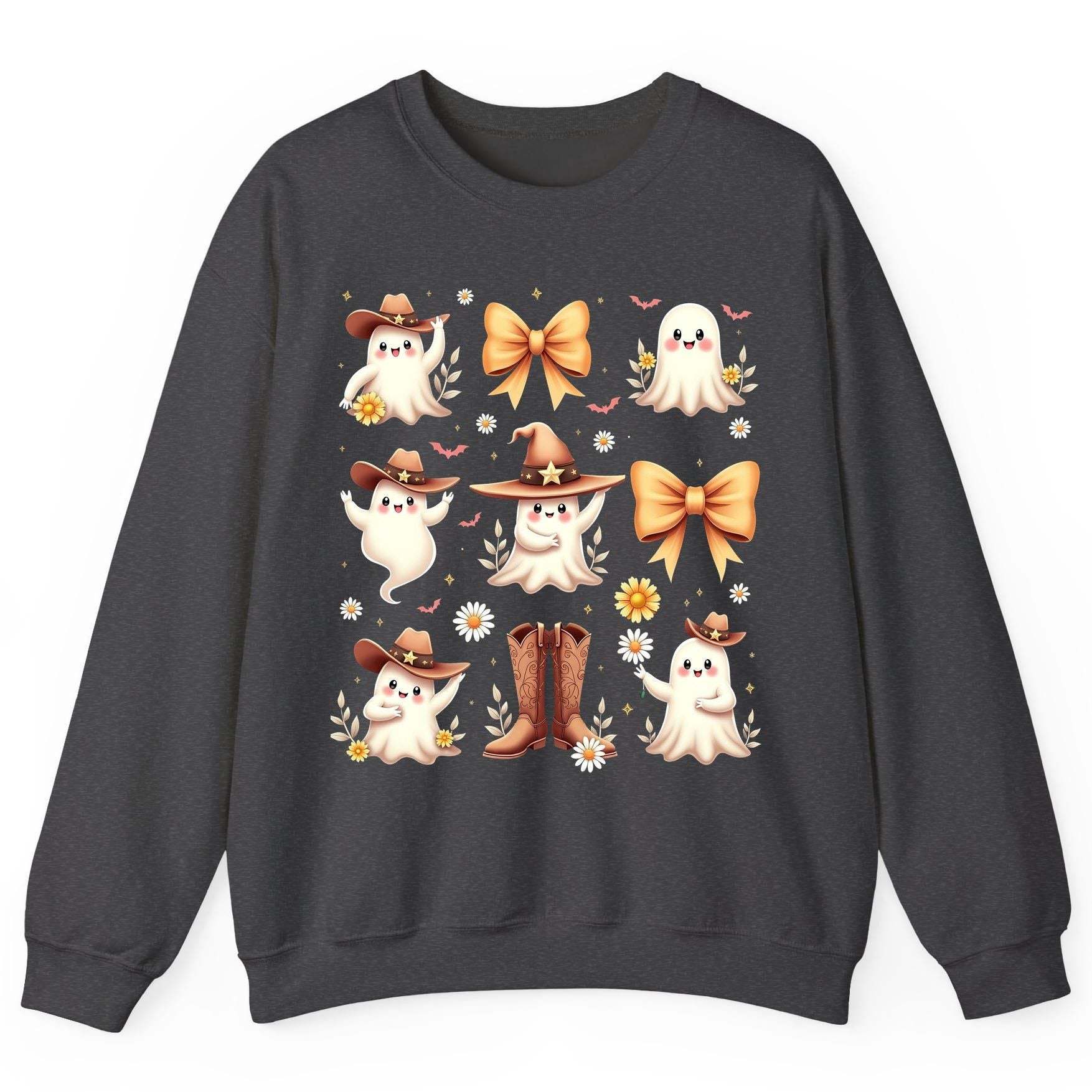 Boo Haw Cute Ghost cute ghost Sweatshirt Dark Heather product mockup