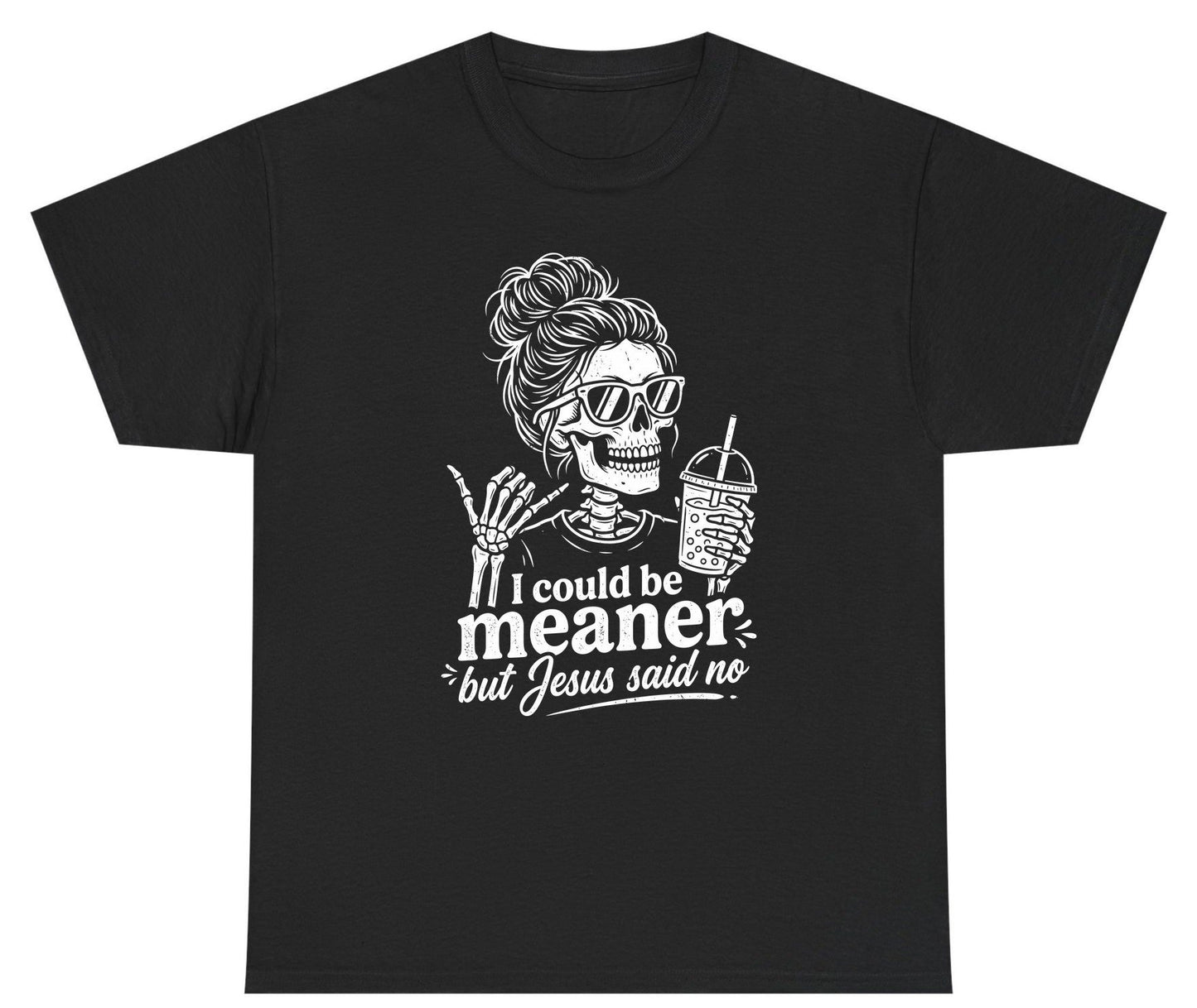 I Could Be Meaner but Jesus Said No Youth T-Shirt - product mockup - Black