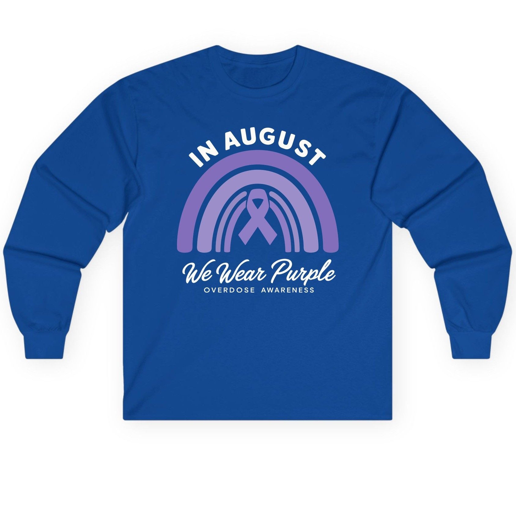 In August We Wear Purple Overdose Awareness overdose awareness Long Sleeve Tee Royal product mockup