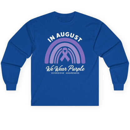 In August We Wear Purple Overdose Awareness overdose awareness Long Sleeve Tee Royal product mockup