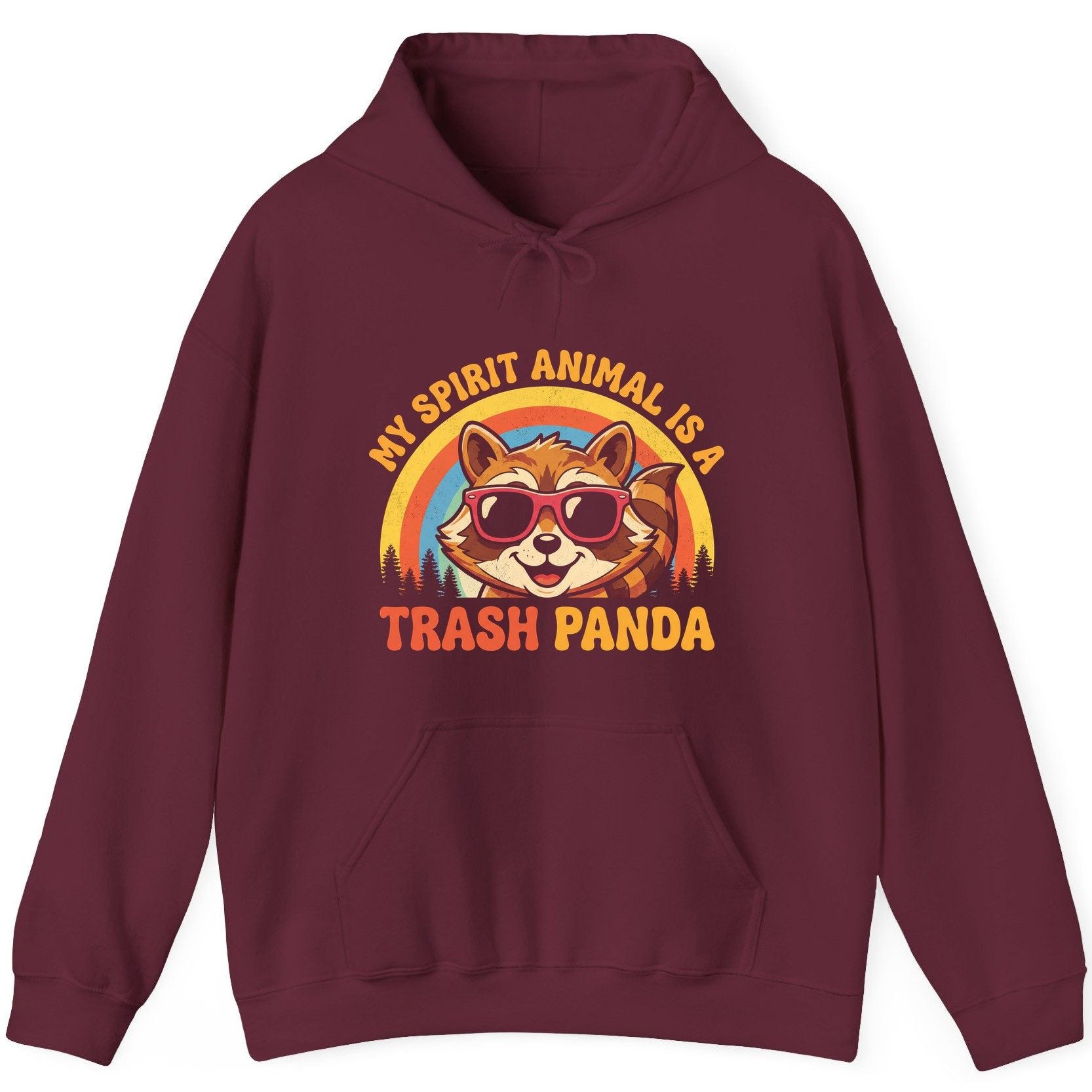 My Spirit Animal Is a Trash Panda raccoon Hoodie Maroon product mockup