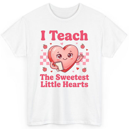 I Teach the Sweetest Little Hearts teacher T-Shirt White product mockup