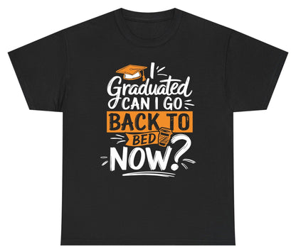 I Graduated Can I Go Back to Bed Now Funny Graduation Youth T-Shirt - product mockup - Black