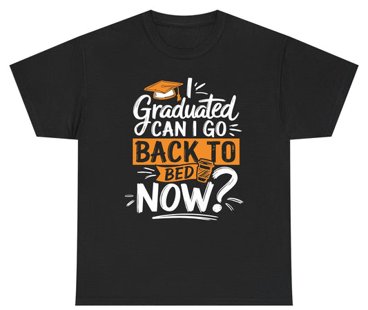 I Graduated Can I Go Back to Bed Now Funny Graduation Youth T-Shirt - product mockup - Black