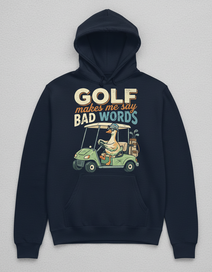 Funny Golf Duck Makes Me Say Bad Words Hoodie - Navy