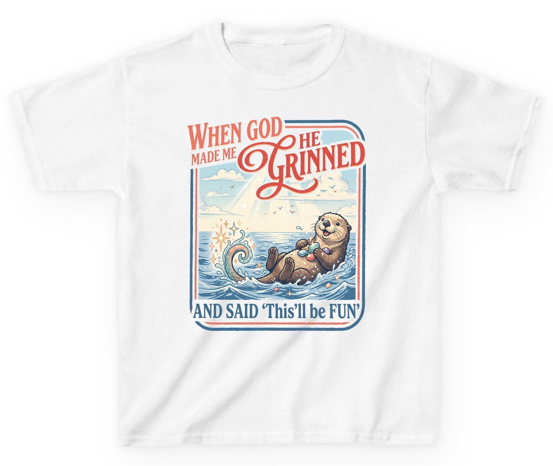 When God Made Me He Grinned and Said 'This'll Be FUN' Youth T-Shirt - product mockup - White