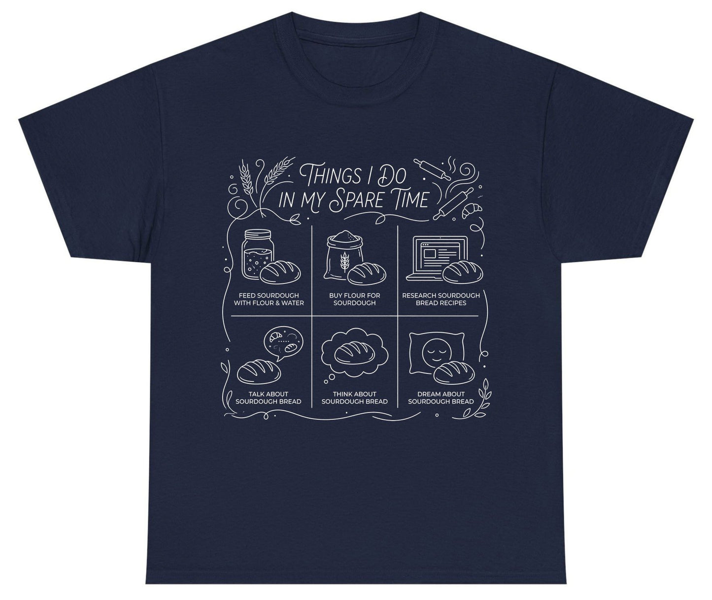 Things I Do in My Spare Time sourdough baking Youth T-Shirt Navy product mockup
