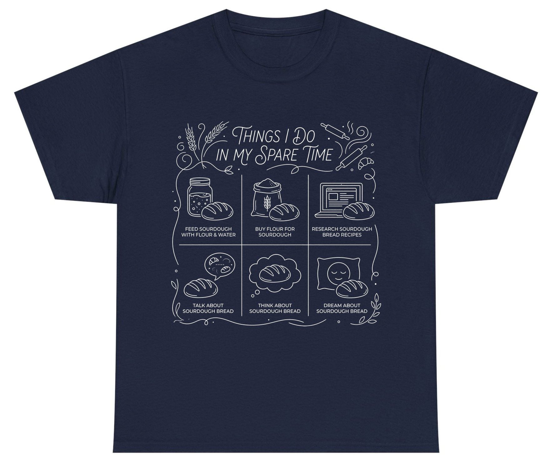 Things I Do in My Spare Time sourdough baking Youth T-Shirt Navy product mockup