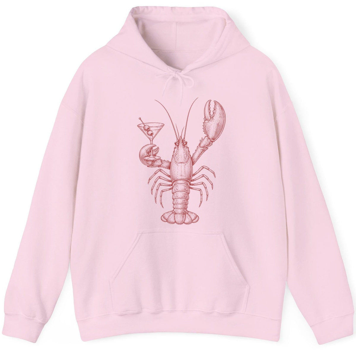 Vintage Lobster Martini lobster Hoodie Light Pink product mockup
