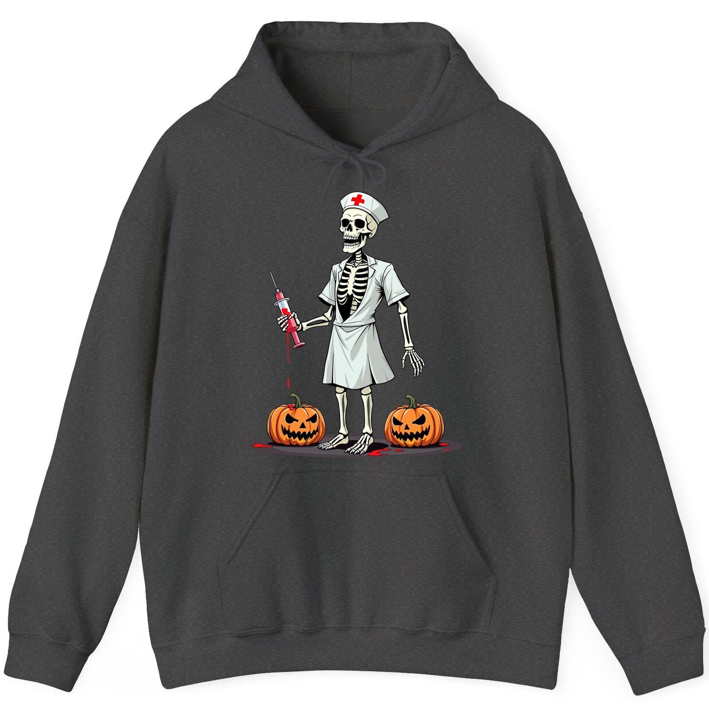 Spooky Skeleton Nurse Halloween skeleton nurse Hoodie Dark Heather product mockup