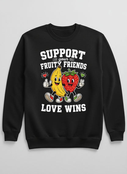 Support Your Fruity Friends Love Wins Retro Lgbtq Pride Sweatshirt - product mockup - Black