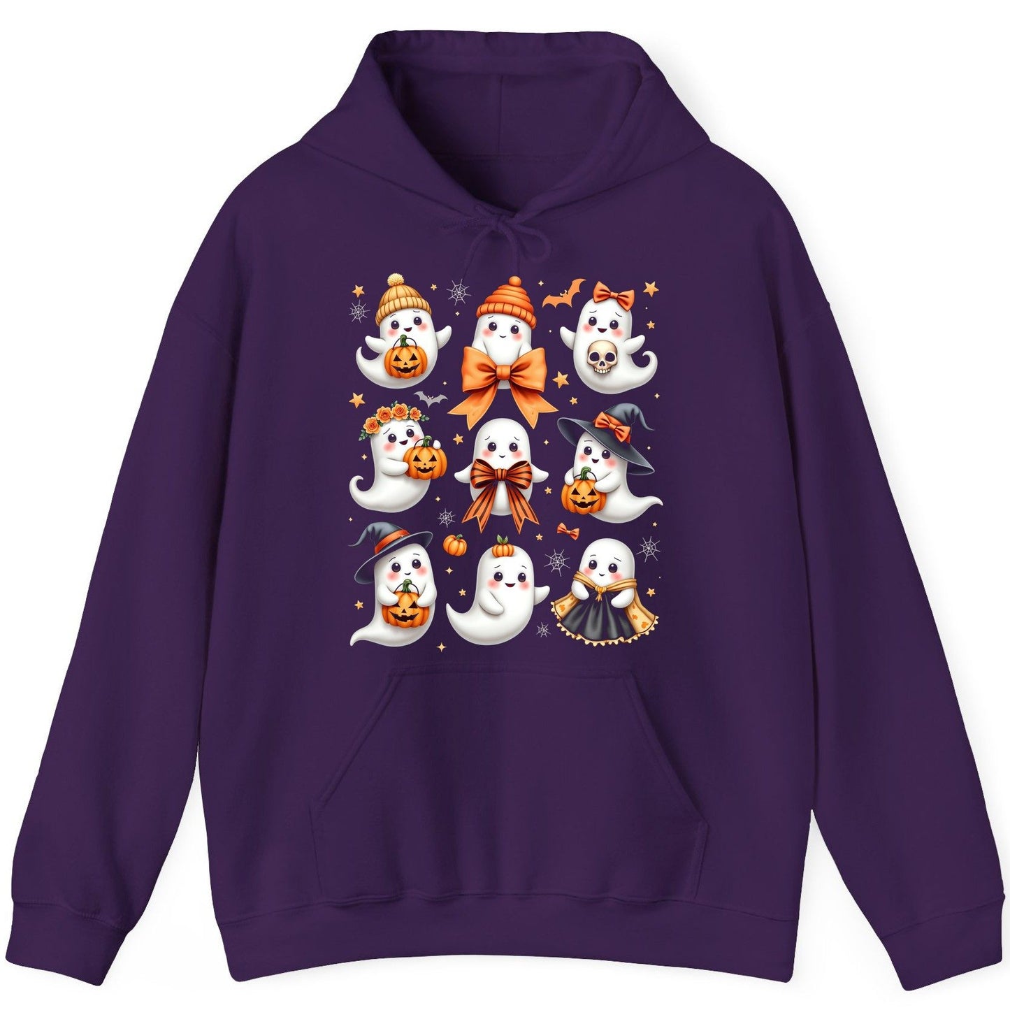 Cute Kawaii Ghosts Collection cute Halloween ghosts Hoodie Purple product mockup