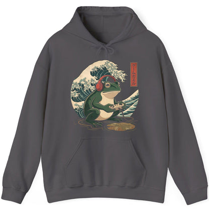 ゲームカエル gamer frog Hoodie Charcoal product mockup