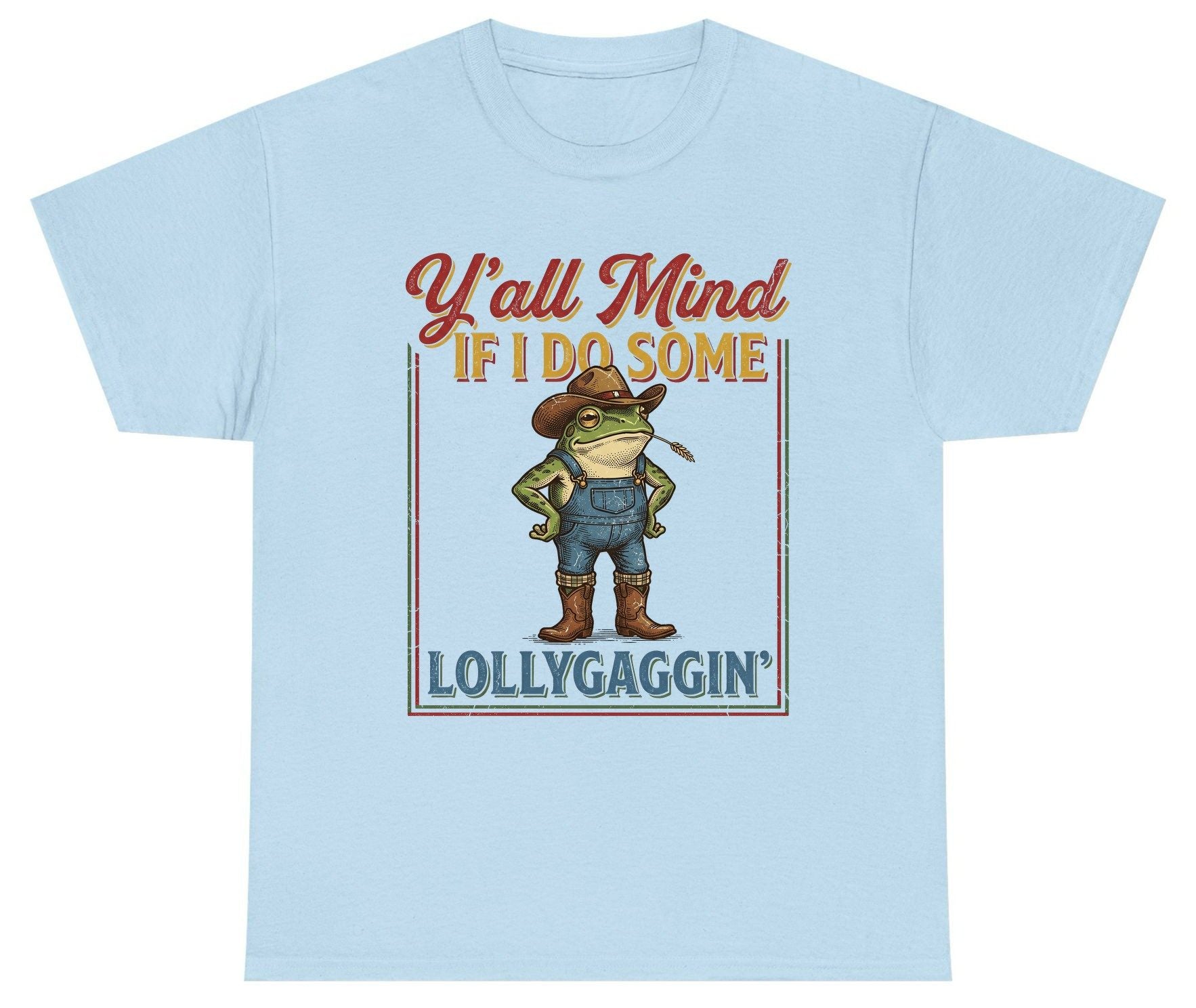 Y'all Mind If I Do Some Lollygaggin' Funny Cowboy Frog Youth T-Shirt - product mockup - Light Blue