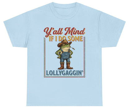 Y'all Mind If I Do Some Lollygaggin' Funny Cowboy Frog Youth T-Shirt - product mockup - Light Blue