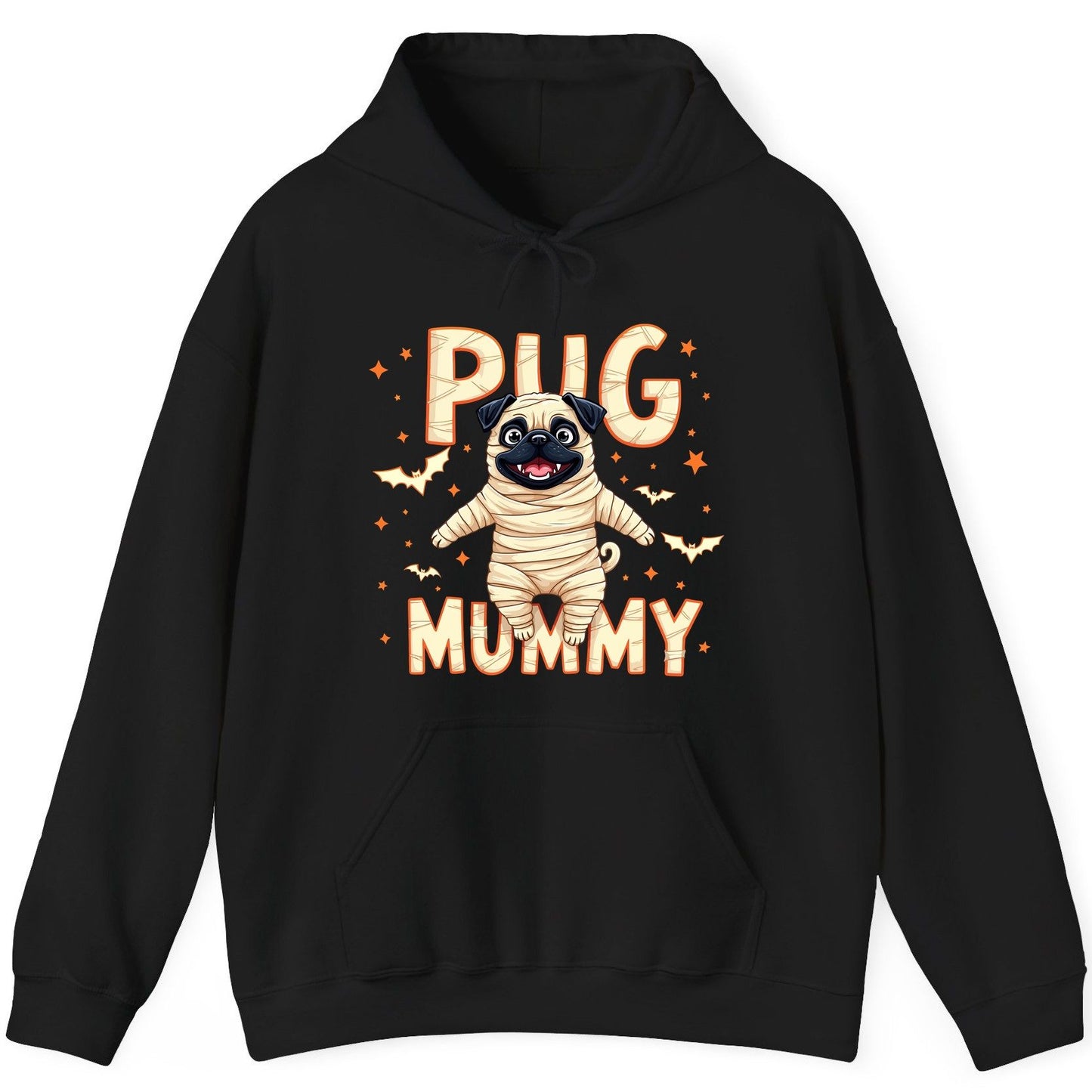 Pug Mummy pug Hoodie Black product mockup